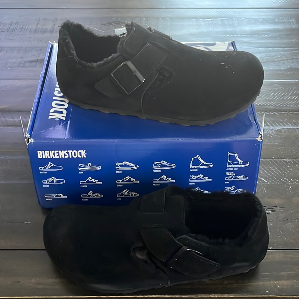 Birkenstock London Shearling Black size 38 narrow